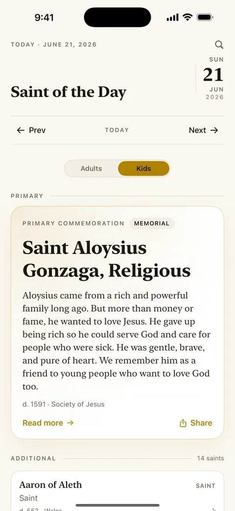 Kids reading mode with a child-friendly biography